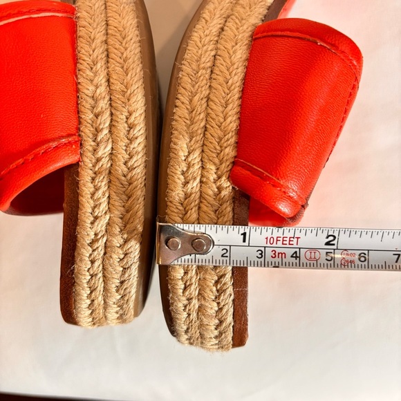 TORY BURCH Sz 9 Orange Espadrille Slides Slip On With a Block Heel - Picture 11 of 12